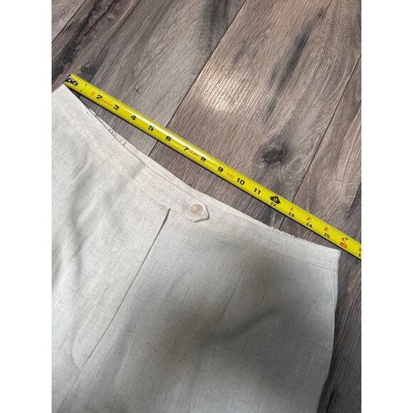 Sag Harbor Stretch Womens Flat Front Pants Size 14 Beige Linen-Blend Relaxed Fit - Picture 3 of 7